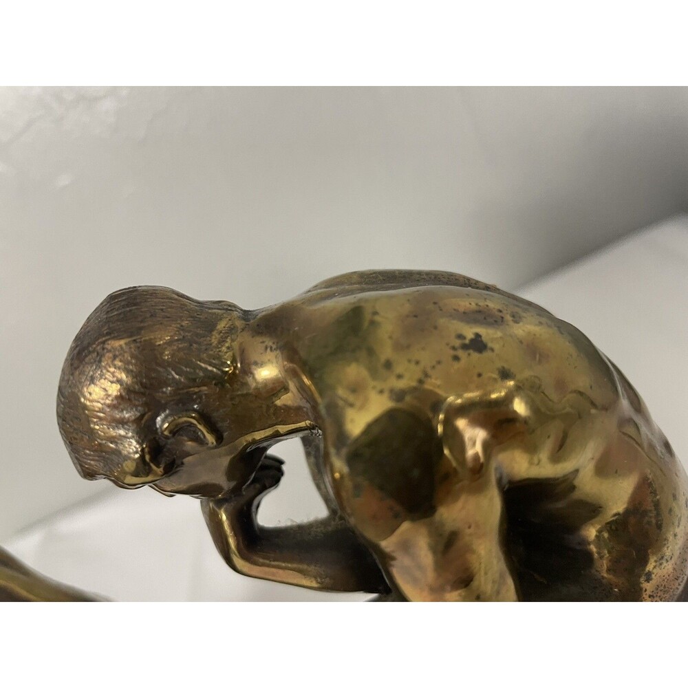 Vintage Art Thinking Man Bookends The Thinker Aguste Rodin Style Philosophy - Picture 5 of 16